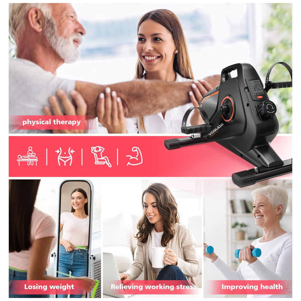YOSUDA Under Desk Bike Pedal Exerciser Magnetic Mini Exercise Bike for Arm Leg Exercise Physical Therapy Desk Pedal Bike for Home Office Workout - Imagem 4