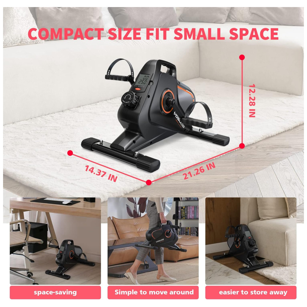 YOSUDA Under Desk Bike Pedal Exerciser Magnetic Mini Exercise Bike for Arm Leg Exercise Physical Therapy Desk Pedal Bike for Home Office Workout - Imagem 5