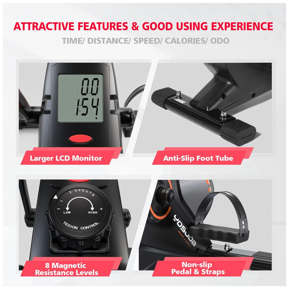 YOSUDA Under Desk Bike Pedal Exerciser Magnetic Mini Exercise Bike for Arm Leg Exercise Physical Therapy Desk Pedal Bike for Home Office Workout - Imagem 6