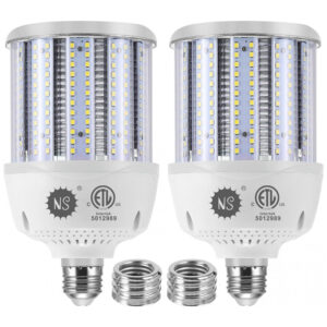Pacote com 2 Lâmpadas de Milho LED 80W NS, 5000K, AC100-277V, 12000lm, Base E26/E39, Substituição de Lâmpadas HID para Iluminação Comercial Industrial