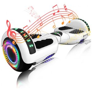 Hoverboard SIMATE Branco Todo Terreno com Bluetooth Luzes de LED e Controle por APP – Crianças e Adultos