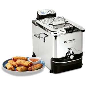 Fritadeira Elétrica Industrial a Óleo 3.5L com Controle de Temperatura Aço Inox 1700W 110V ALL CLAD EJ814051 Prateado