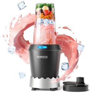 Liquidificador Portátil com Copo Easy Go de 700mL e 6 Lâminas de Aço Inoxidável 110V 1200W Topzee Preto