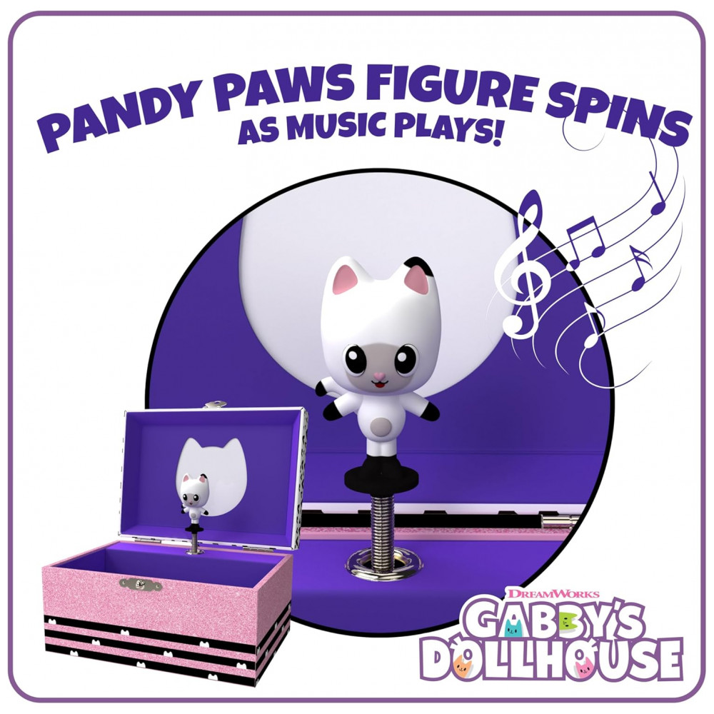 Mini Treasures Caixa de Joias Musical Gabbys Dollhouse para Meninas - Caixa Musical com Figura Giratória da Pandy Paws, Brinquedos Gabbys Dollhouse - Imagem 2