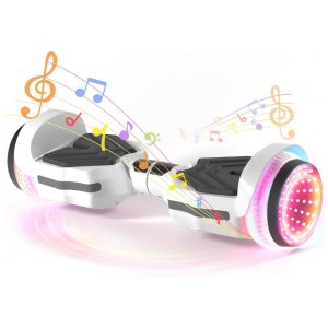 Hoverboard SIMATE com Luzes de LED Coloridas Alto-falantes Bluetooth e App Motores Duplos de 250W Velocidade Máxima de 137 km/h