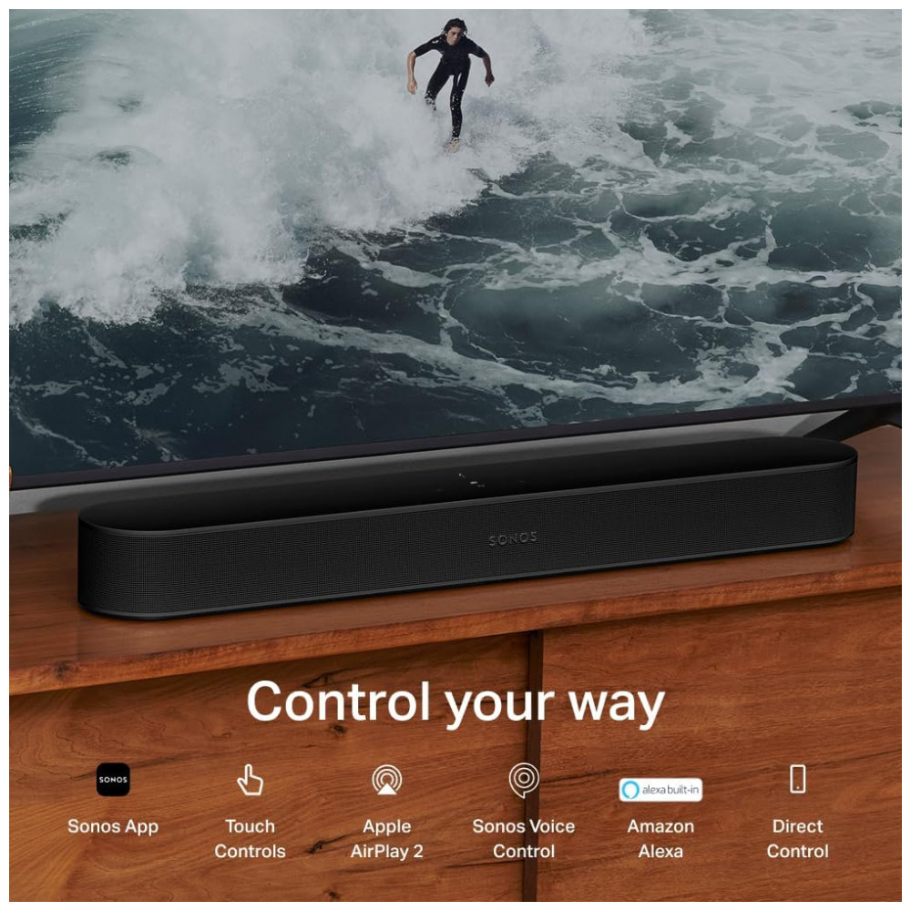 Sonos Beam Gen 2 Soundbar com Dolby Atmos, Controle por Voz, Wi-Fi, HDMI eARC, Trueplay, Design Compacto e Elegante – Preto Fosco - Imagem 6