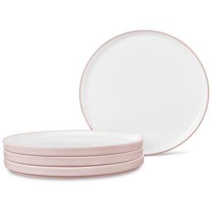Conjunto de Pratos para Salada e Sobremesa com 4 Peças Formato Redondo Material de Porcelana e Designer Minimalista Noritake G014-205D Rosa
