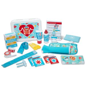 Kit de Primeiros Socorros Infantil com 25 Peças de Brinquedo para Brincar de Médico Bandagens Reutilizáveis de Simulação da Melissa Doug