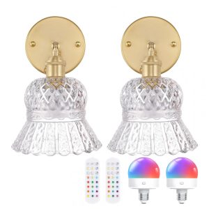 Arandela vintage sem fio Shenmoyl kit 2 peças vidro abacaxi transparente LED recarregável controle remoto