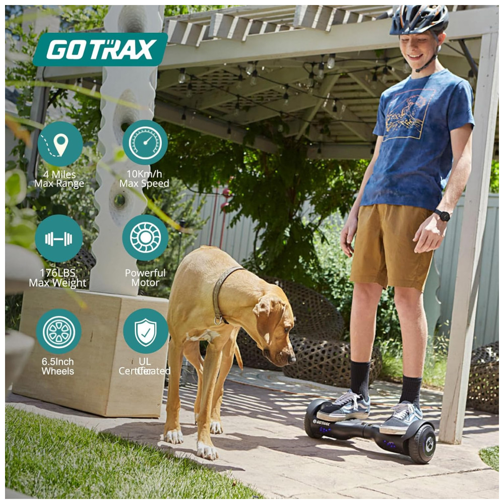 Hoverboard com Farol de LED, Velocidade de 9km/h e Alcance até 6 km, para Crianças e Adolescentes até 80 kg, 110V 200W, Gotrax EDGE, Cinza - Imagem 2