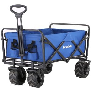 Carrinho Dobrável para Camping e Jardim com Rodas para todos os Terrenos Capacidade 160kg EchoSmile Azul