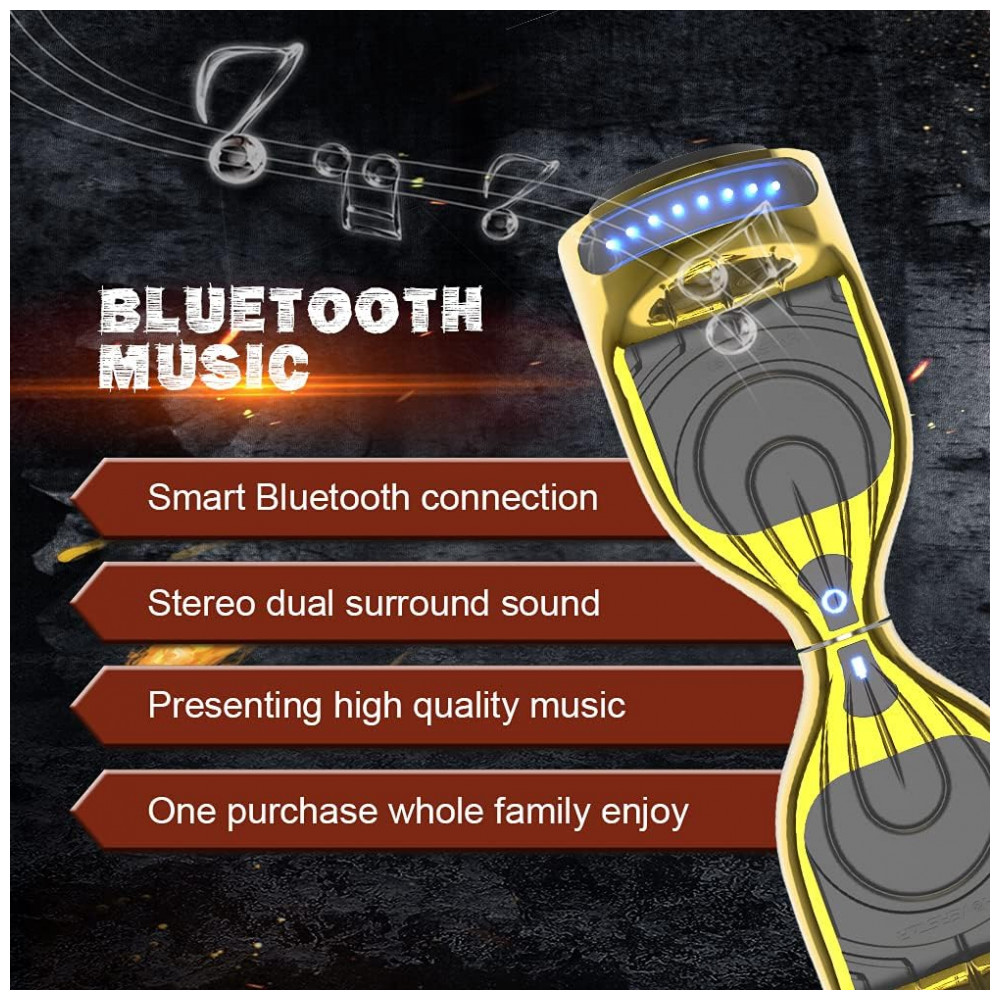 Hoverboard Certified HS2.01 Bluetooth Flash Wheel com Roda de LED Patinete Elétrico Auto Balanceador Cromado Dourado - Imagem 4