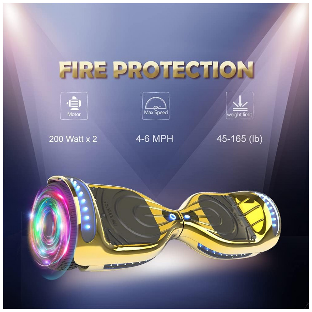 Hoverboard Certified HS2.01 Bluetooth Flash Wheel com Roda de LED Patinete Elétrico Auto Balanceador Cromado Dourado - Imagem 5
