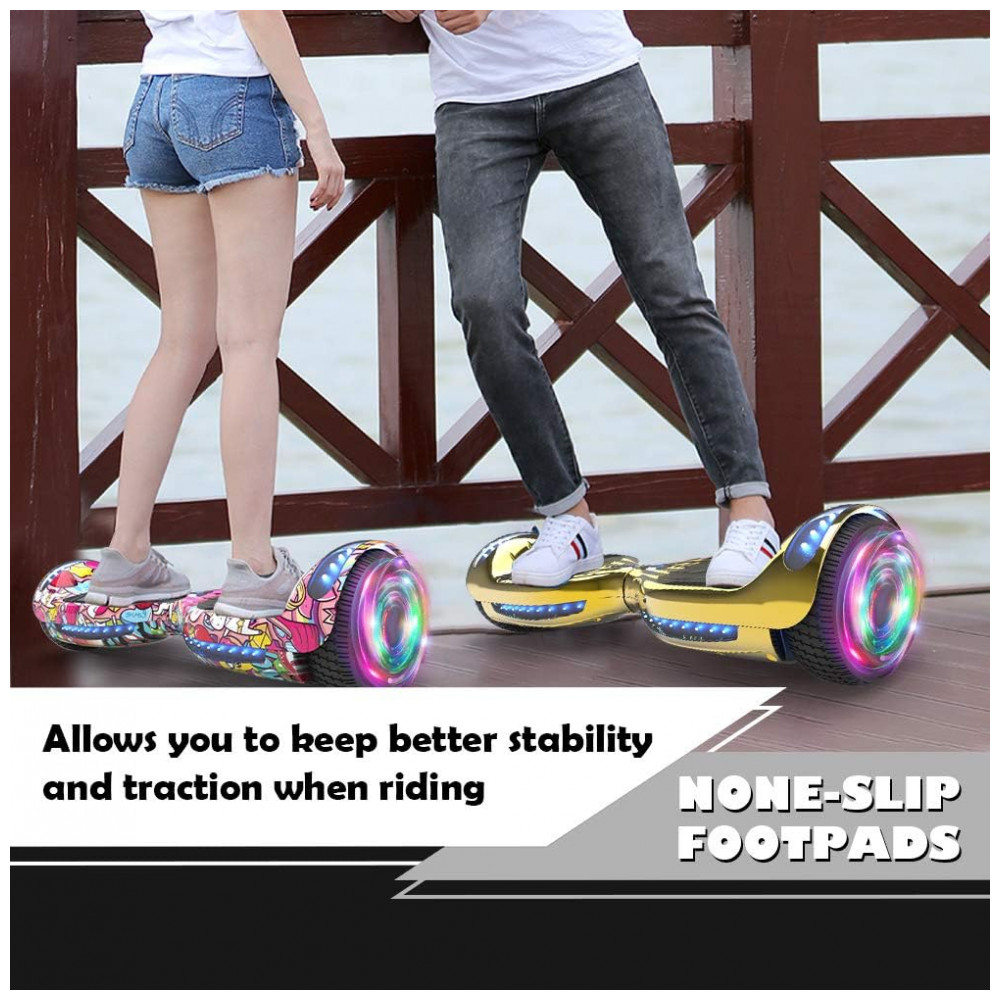 Hoverboard Certified HS2.01 Bluetooth Flash Wheel com Roda de LED Patinete Elétrico Auto Balanceador Cromado Dourado - Imagem 6