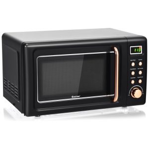 Forno Micro-ondas Retrô de Bancada COSTWAY Dourado 20L 700W 5 Níveis 110V