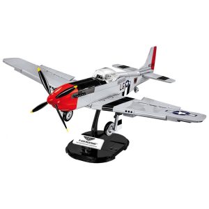 Kit de Construção Avião TOP Gun Maverick Mustang P 51D com 351 Peças COBI Cinza Preto e Vermelho