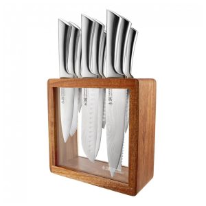 Conjunto de Facas Cuisine::pro Damashiro Hiryu 10 Peças com Bloco em Acácia e Janela em Vidro Temperado