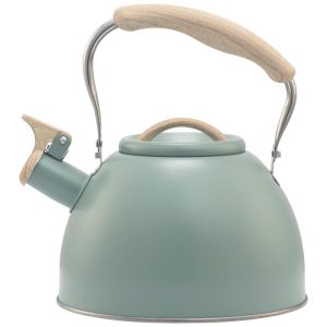 Chaleira de Chá 3.2 Litros em Aço Inoxidável com Apito e Alça de Madeira TEDSWAIT Verde