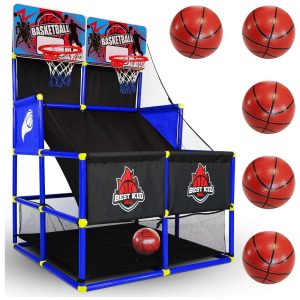 Jogo de Basquete de Arcade Para Crianças Diversão Empolgante Para Atividades Esportivas Internas BESTKID BALL Azul Duplo