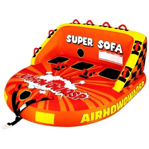 Boia Rebocável para 2 Pessoas Carga Máx 230 kg com Pontos de Reboque Duplos Capa de Nylon Grossa e Resistente Airhowowaqsp Vermelho e Amarelo