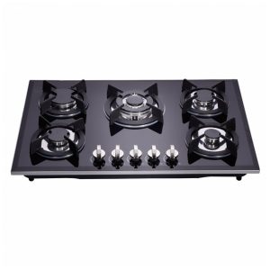 Cooktop a gás 5 bocas Deli-Kit vidro temperado preto embutir dupla alimentação queimadores selados 110V