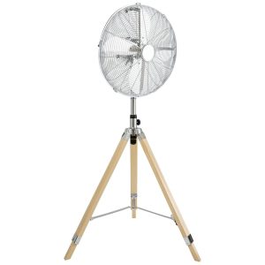 Ventilador de Coluna 3 Velocidades Ajustáveis 110V 80W SIMPLE DELUXE Retro Tripod Fan Prateado
