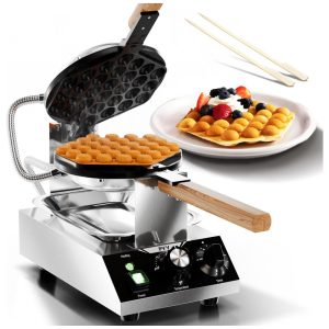Máquina de Waffle de Bolhas PYY Egg Puff Comercial 180 Rotativa Revestimento Antiaderente 1500W Aço Inoxidável 30 cones de Ovo Hexagonais Dourado