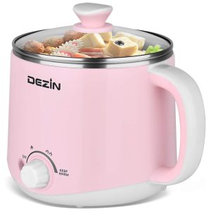 Panela Elétrica Multifuncional 1.6L Aço Inoxidável com Controle de Temperatura 600W 110V DEZIN GLH 830 Rosa