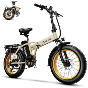 Bicicleta Elétrica Dobrável bluebiko F6B com Motor Brushless 750W (Pico 1000W) Bateria Removível 48V 20Ah Freios a Disco Duplos e Sistema de Transmissão 7 Velocidades e autonomia de 128km Khaki F6F