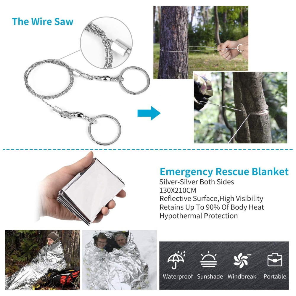 PWWDADA kit de Sobrevivência Emergência para Acampamento 12 Peças - Imagem 4