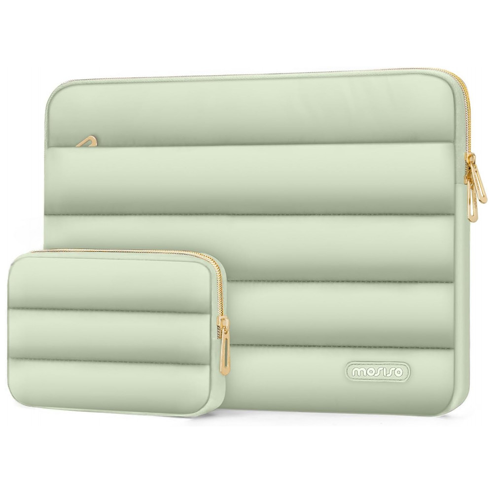 MOSISO 13.3" Bolsa Acolchoada para MacBook Air/Pro, HP, Dell, ASUS, Lenovo, Poliéster com Estojo Pequeno, Verde-Sálvia