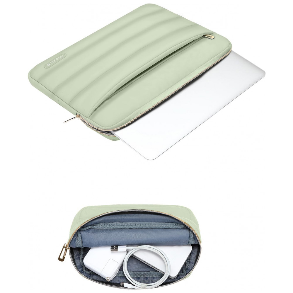 MOSISO 13.3" Bolsa Acolchoada para MacBook Air/Pro, HP, Dell, ASUS, Lenovo, Poliéster com Estojo Pequeno, Verde-Sálvia - Imagem 3