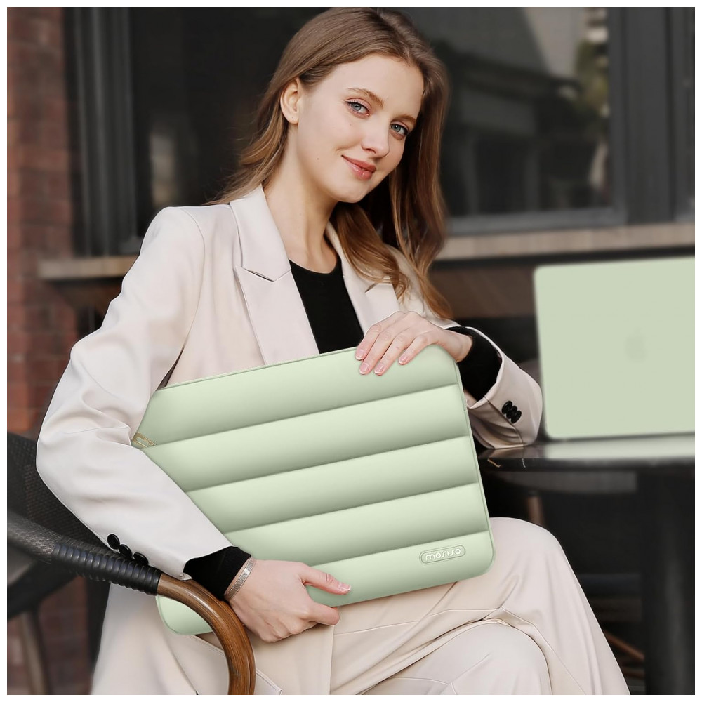 MOSISO 13.3" Bolsa Acolchoada para MacBook Air/Pro, HP, Dell, ASUS, Lenovo, Poliéster com Estojo Pequeno, Verde-Sálvia - Imagem 7