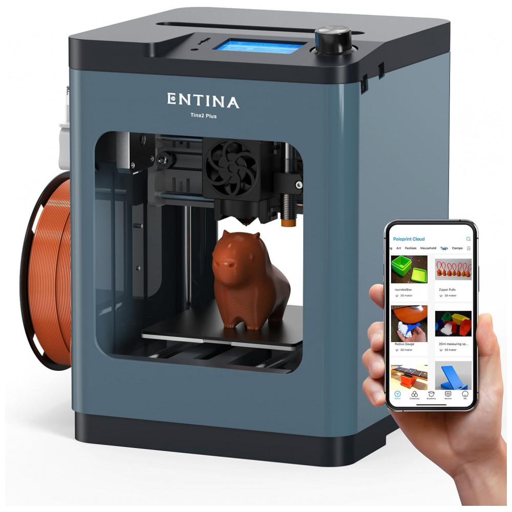 Impressora 3D TINA2 Plus V2, Velocidade de 250 mm/s, Nível Automático, Mini Impressora 3D com Plataforma de Aço para Iniciantes e Crianças,Entina,