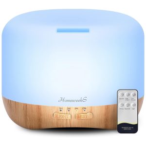 Umidificador Ultrassônico Portátil 0.3L com Aromaterapia e 7 Luzes LED até 4H 110v HOMEWEEKS 300ml Bege