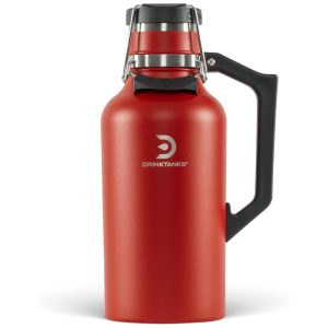 DrinkTanks Cooler Portátil para Garrafas de cerveja com Isolamento Duplo Aço Inox Vermelho