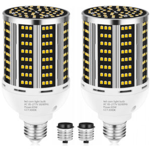 Pacote com 2 Lâmpadas de Milho LED de 65W, Equivalente a 650W, Branca Quente 3000K, Base Média E26/E39, 7800LM, Ideal para Áreas Grandes,YANYCN