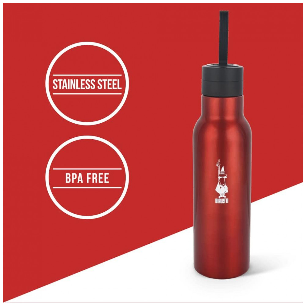 Garrafa Térmica 750 mL com Isolamento a Vácuo Fria 24H e Quente 12H Bialetti Vermelha - Imagem 4