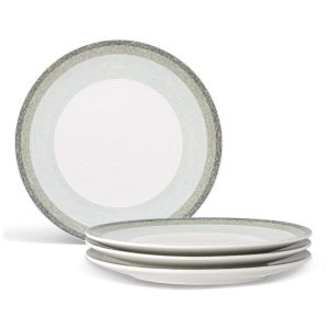 Conjunto de Pratos para Salada e Sobremesa com 4 Peças Formato Redondo e Material de Porcelana Noritake G037-405D Branco e Verde
