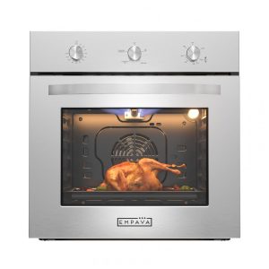 Forno a gás de embutir 61cm Empava inox escovado convecção rotisserie e 5 modos de cozimento 65L 110V