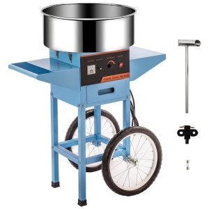 Carrinho de Algodão Doce Elétrico Profissional em Aço Inoxidável 110V 1000W TIANAI Azul