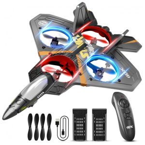 Avião Quadcóptero de Controle Remoto com Sensor de Gravidade e Rolo de Acrobacias para Crianças e Adultos 4DRC V17 Cinza