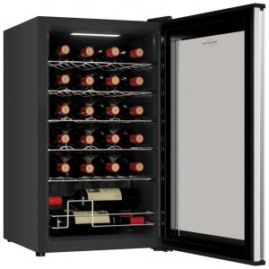 Koolatron Wine Fridge Wine Cooler 24 Garrafas para Champanhe Vinho Branco e Tinto Adega Dual Zone Autônoma para Bar Casa Cozinha Porta de Vidro