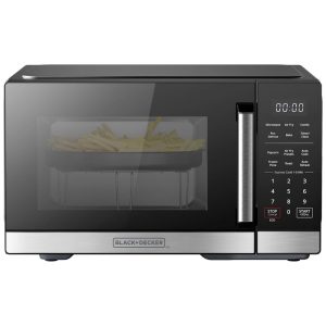 Forno Micro-ondas 5 em 1 BLACK+DECKER com Air Fryer Grill Assar Grelhar e Cozimento por Convecção 255 litros Micro-ondas de Bancada em Aço I