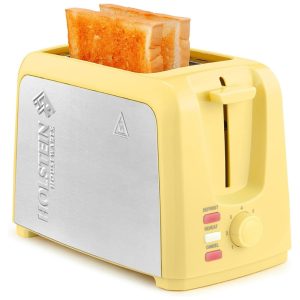 Torradeira Elétrica 2 Fatias com 7 Níveis de Tostagem de Aço Inoxidável 110V 750W Holstein Housewares Amarela