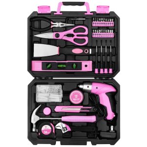 Kit de Ferramentas com Maleta de Transporte e Parafusadeira 98 Peças 110v DEKO Rosa