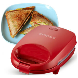 Sanduicheira Mini Snack Maker Cerâmica Antiaderente, Luz Indicadora, Molde de 12,7x11,2 Centímetros, Ideal para Sanduíches, Tostadas, Panquecas,PREMIUS