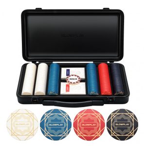 Maleta de Poker com 300 Peças Fichas sem Numeração em Cerâmica 10g SLOWPLAY Preta