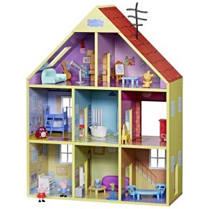 Casa da Peppa Pig em Madeira com 8 Quartos 2 Figuras e 29 Peças de Móveis para Crianças Acima de 3 Anos Hasbro Verde