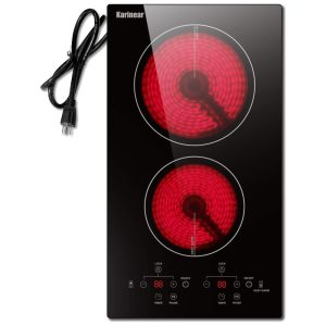 Cooktop Elétrico de Cerâmica Karinear 2 Bocas 110v 30cm Embutido com Trava de Segurança Timer e Proteção Infantil